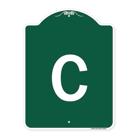 Signmission Designer Series Sign-Sign W/ Letter C, Green & White Aluminum Sign, 18" x 24", GW-1824-22960 A-DES-GW-1824-22960